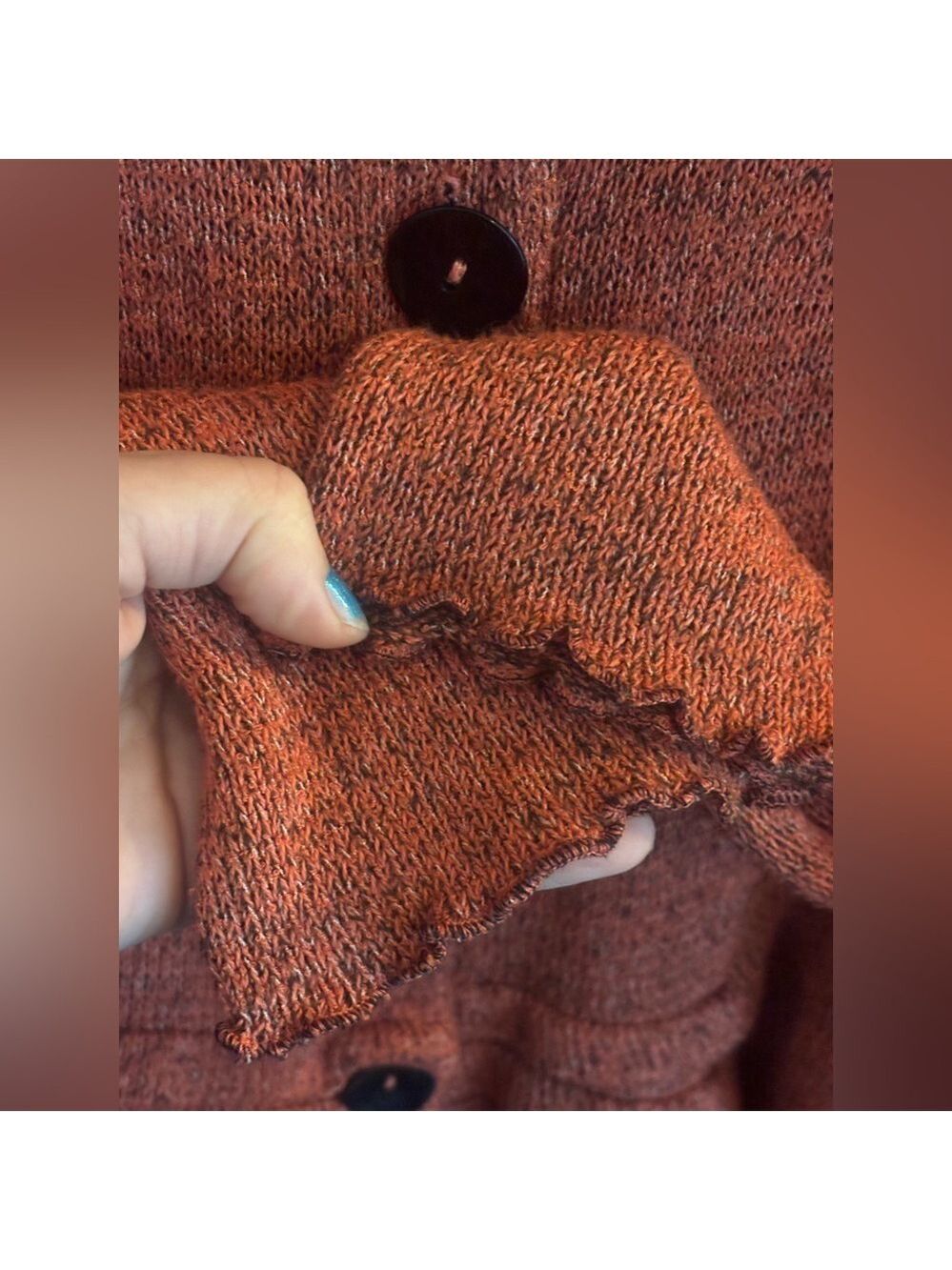 FENINI Designer Burnt Orange Textured Knit Cardigan • Artful Layering•Fits M–XL - Picture 11 of 17